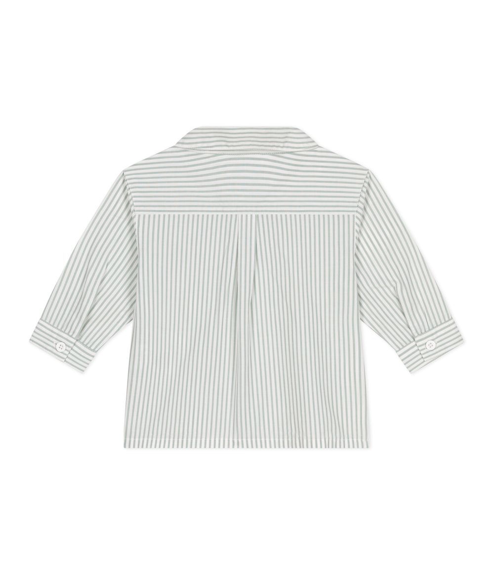 Petit Bateau - Babies Stripy Cotton Shirt - Ecume Green