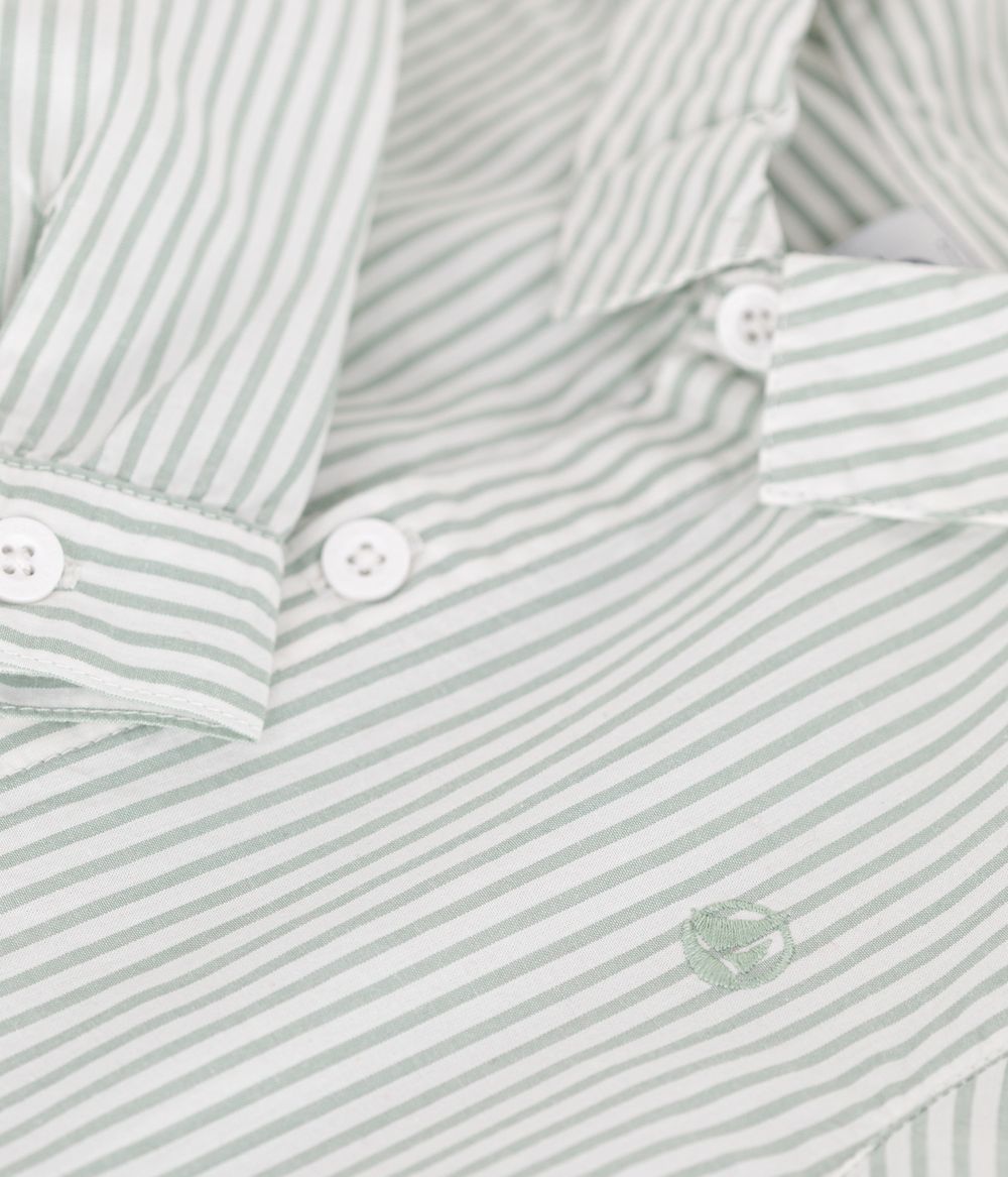 Petit Bateau - Babies Stripy Cotton Shirt - Ecume Green