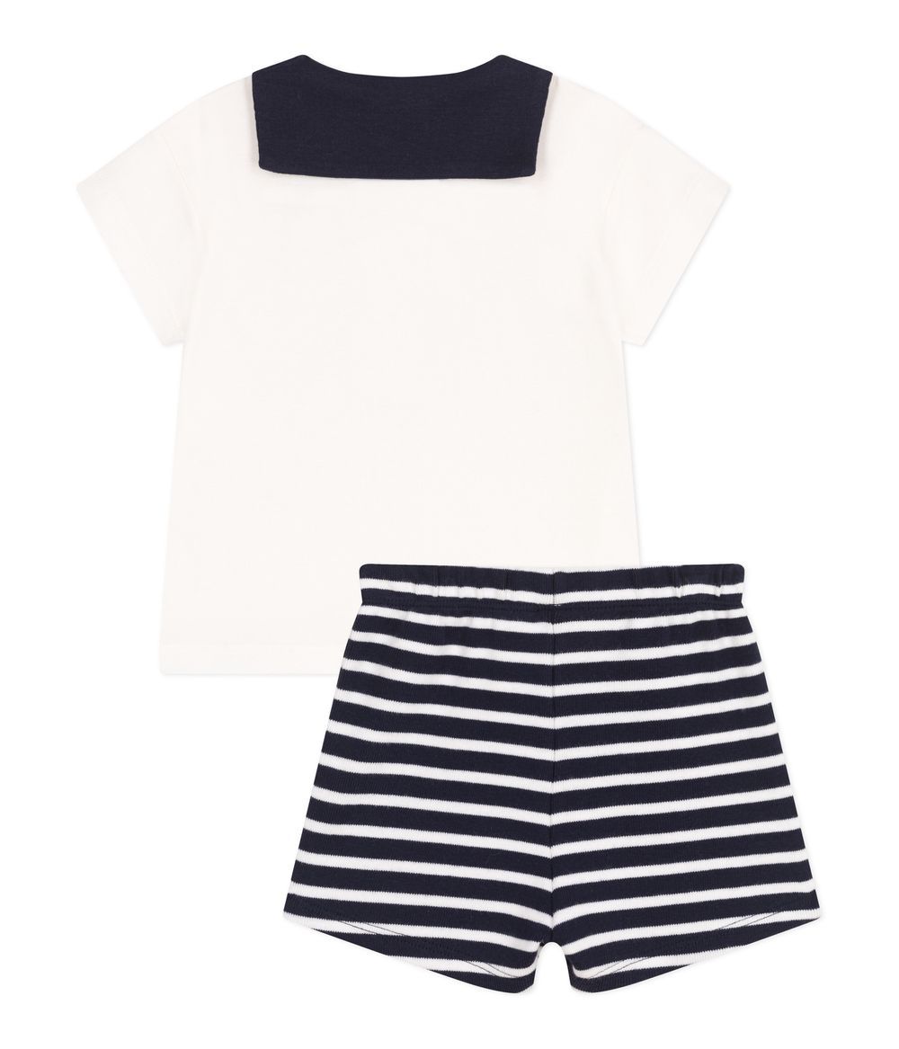 Petit Bateau - Sailor Collar Babies Two Piece Cotton Set