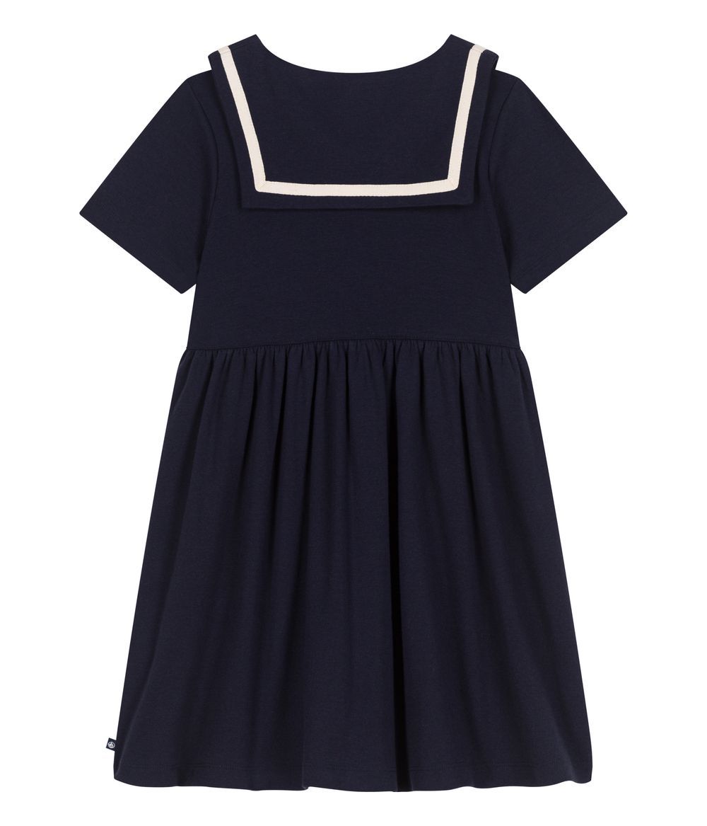 Petit Bateau - Girl's Plain Short Sleeves Dress - Smoking Blue