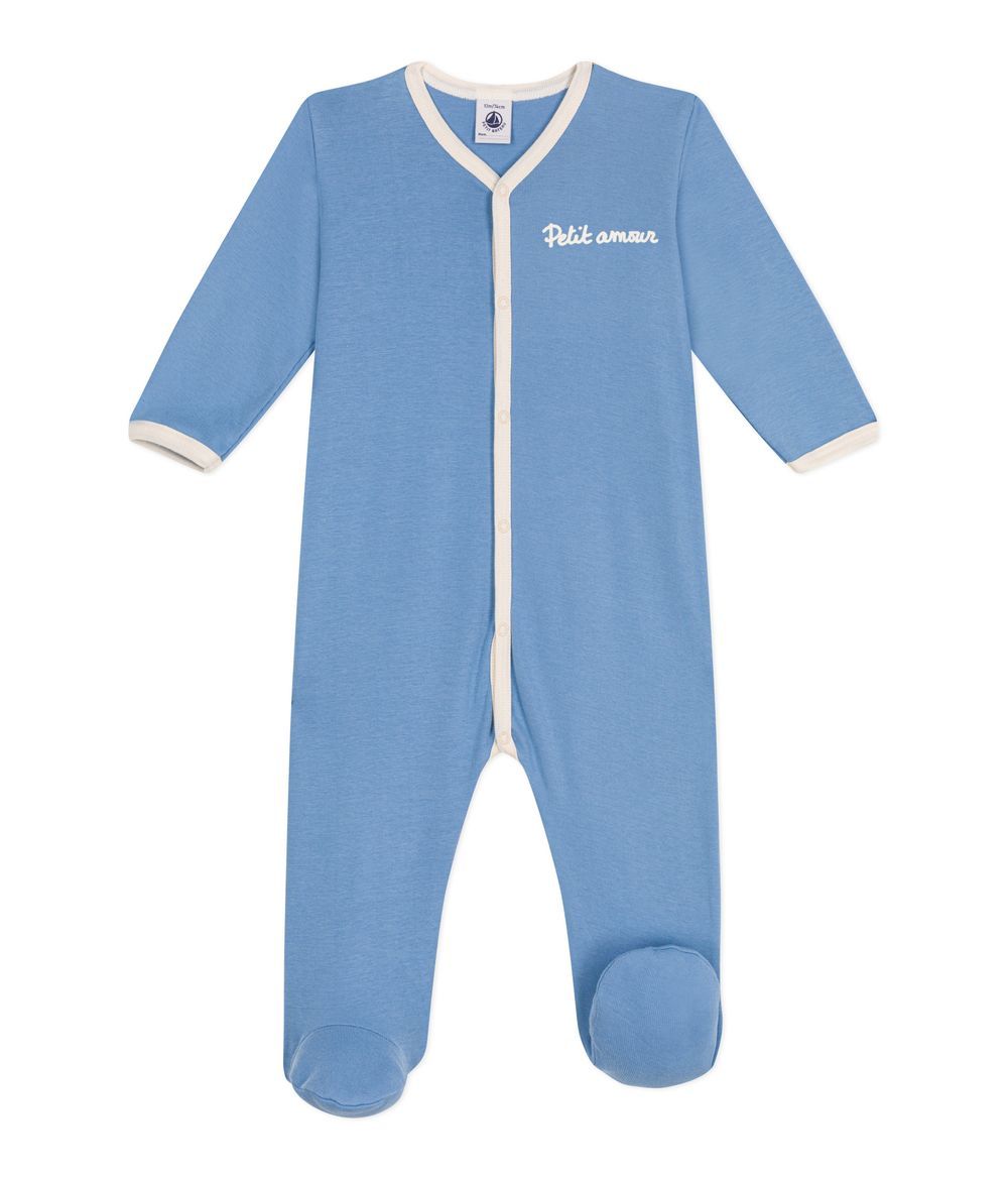 Petit Bateau - Baby Plain Cotton Pajamas - Alaska Blue