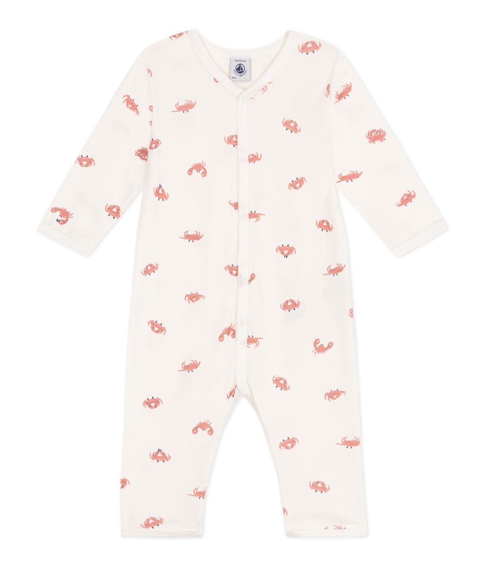 Petit Bateau - Baby Crabs Printed Cotton Pajamas - Marshmallow White/Multicolor