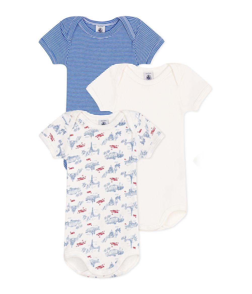 Petit Bateau - 3pc-Set - Short Sleeves Cotton Bodysuits