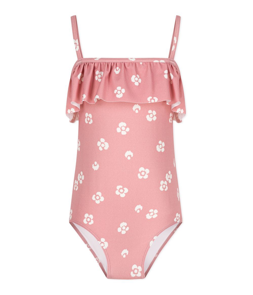 Petit Bateau - Girl's Floral Swimsuit - Charme Pink/Marshmallow White