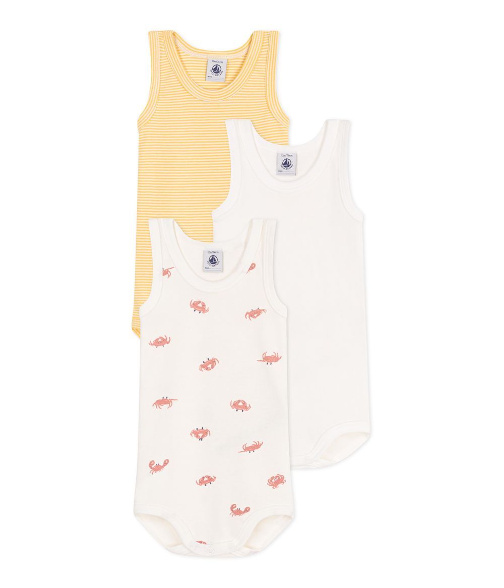 Petit Bateau - 3pc-Set - Baby Sleeveless Bodysuits - Multicolor