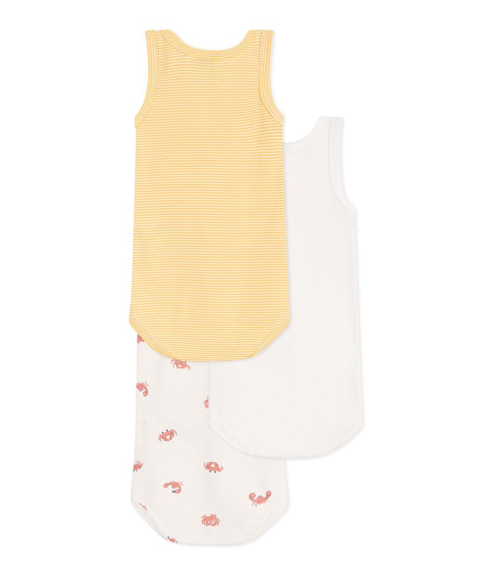 Petit Bateau - 3pc-Set - Baby Sleeveless Bodysuits - Multicolor