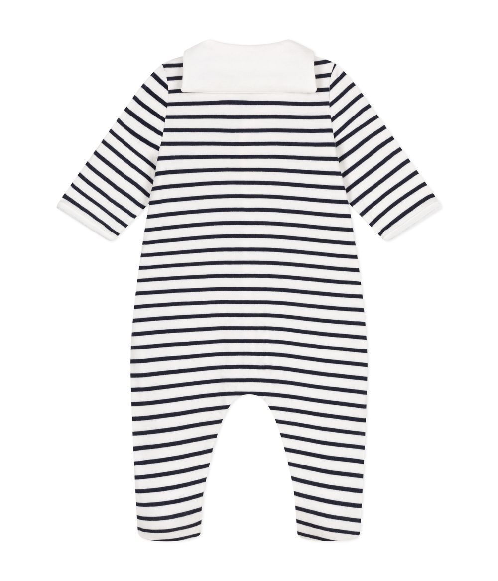 Petit Bateau - Tube Knit Baby Sleepsuit - White/Blue