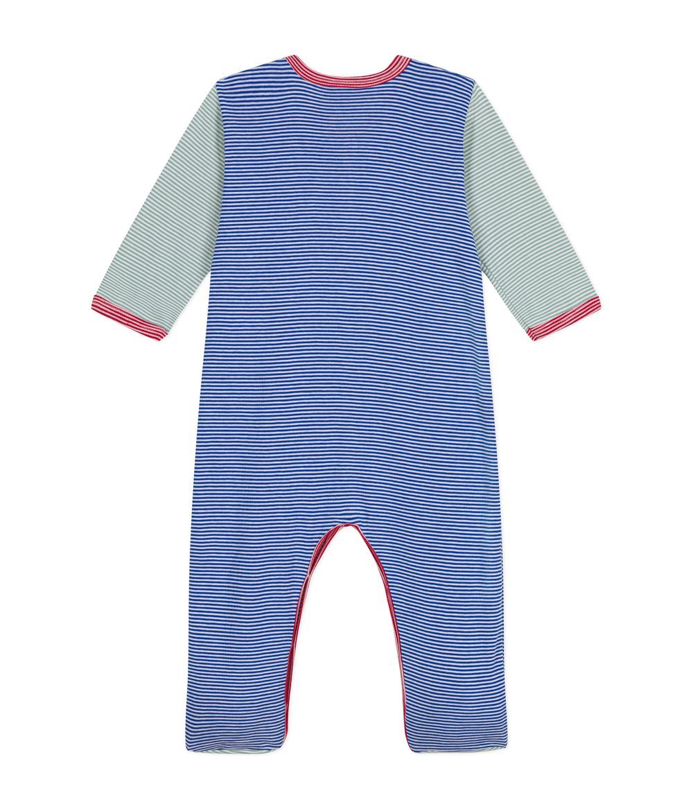 Petit Bateau - Baby Striped Sleepsuit - Calvin Blue/Marshmallow White