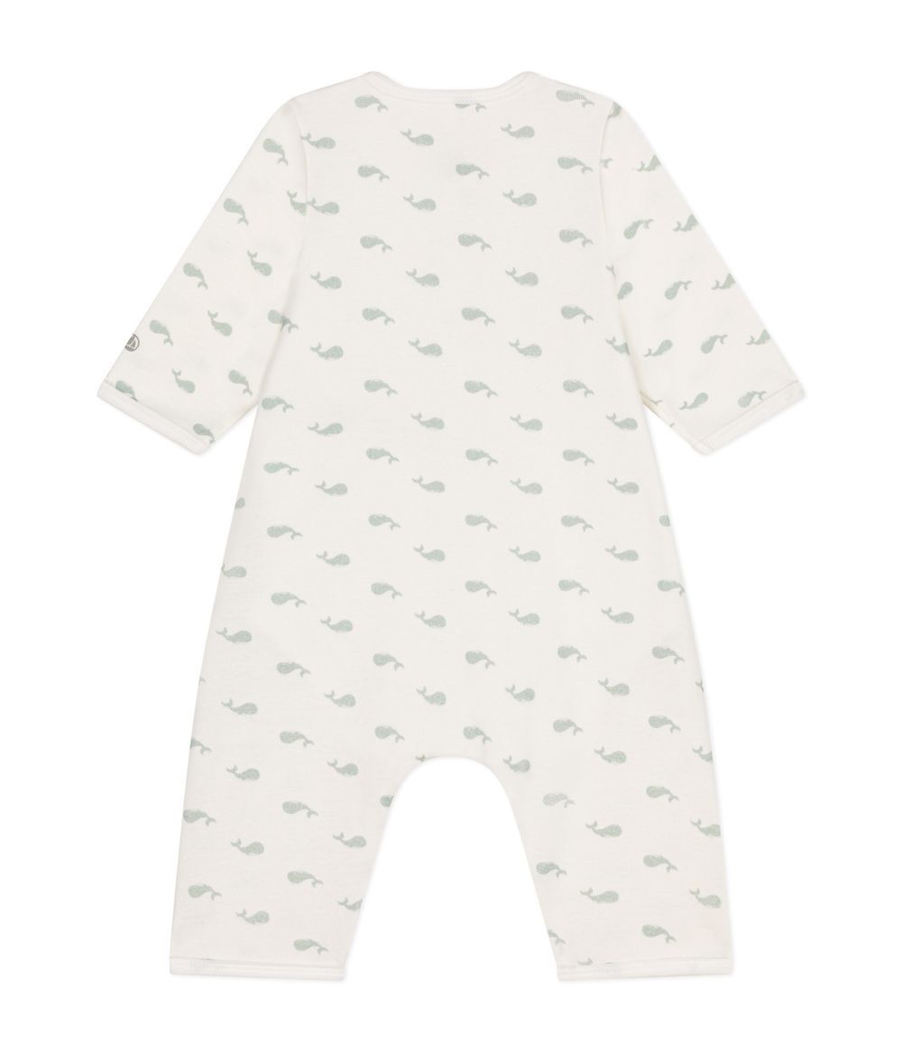 Petit Bateau - Footless Cotton Bodyjama - Marshmallow White/Herbier