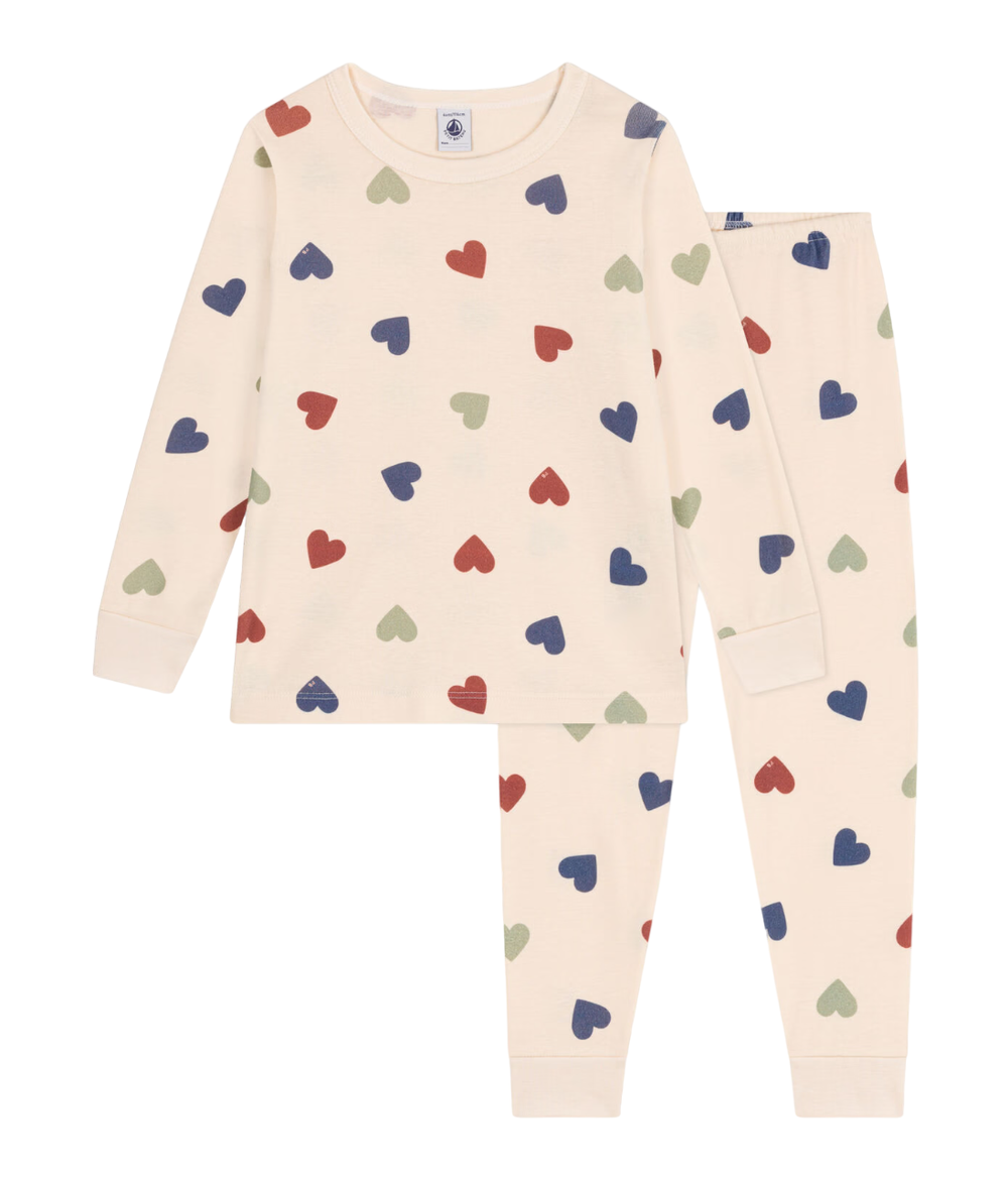 Petit Bateau - Children's Heart Printed Cotton Pyjamas