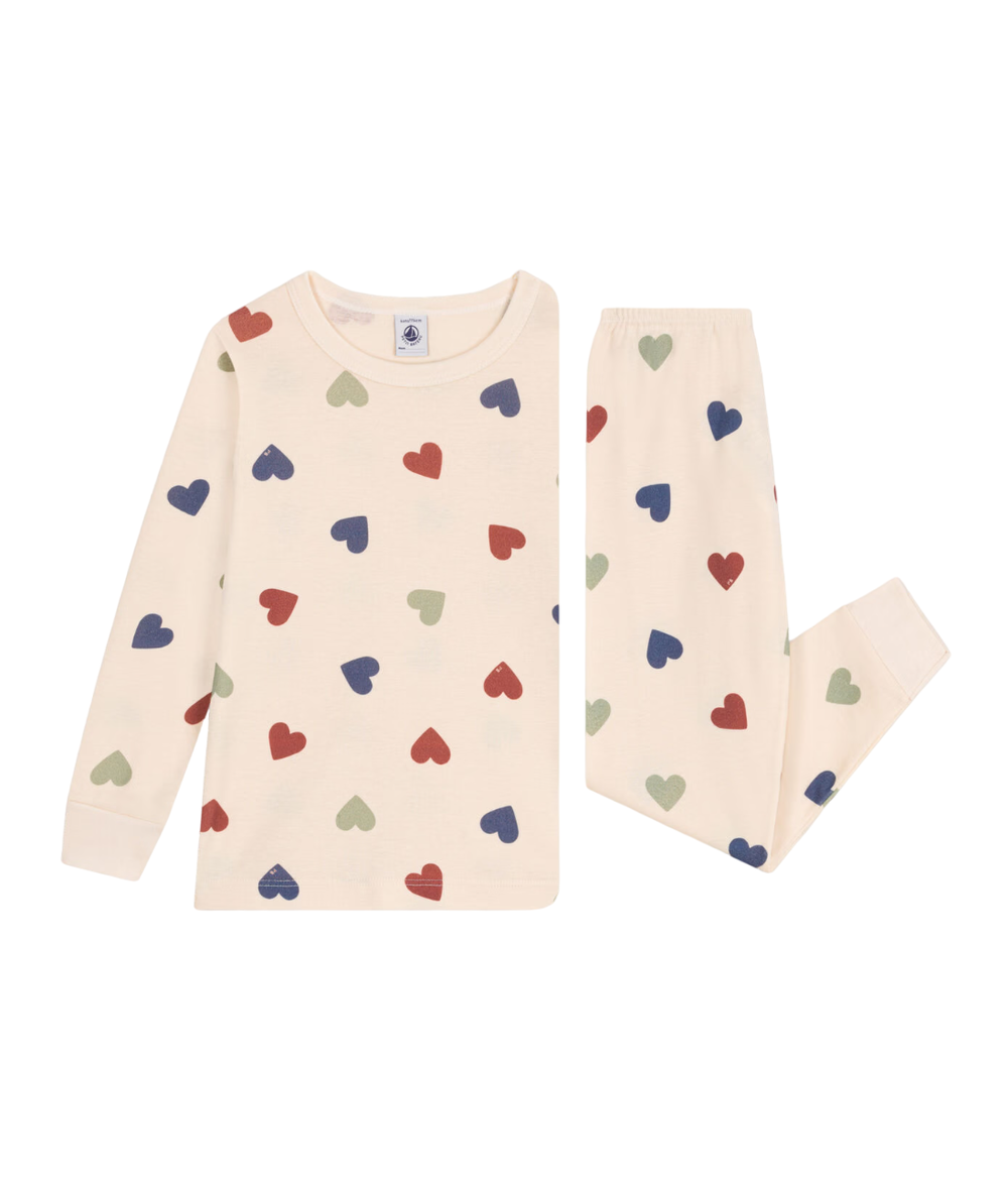 Petit Bateau - Children's Heart Printed Cotton Pyjamas