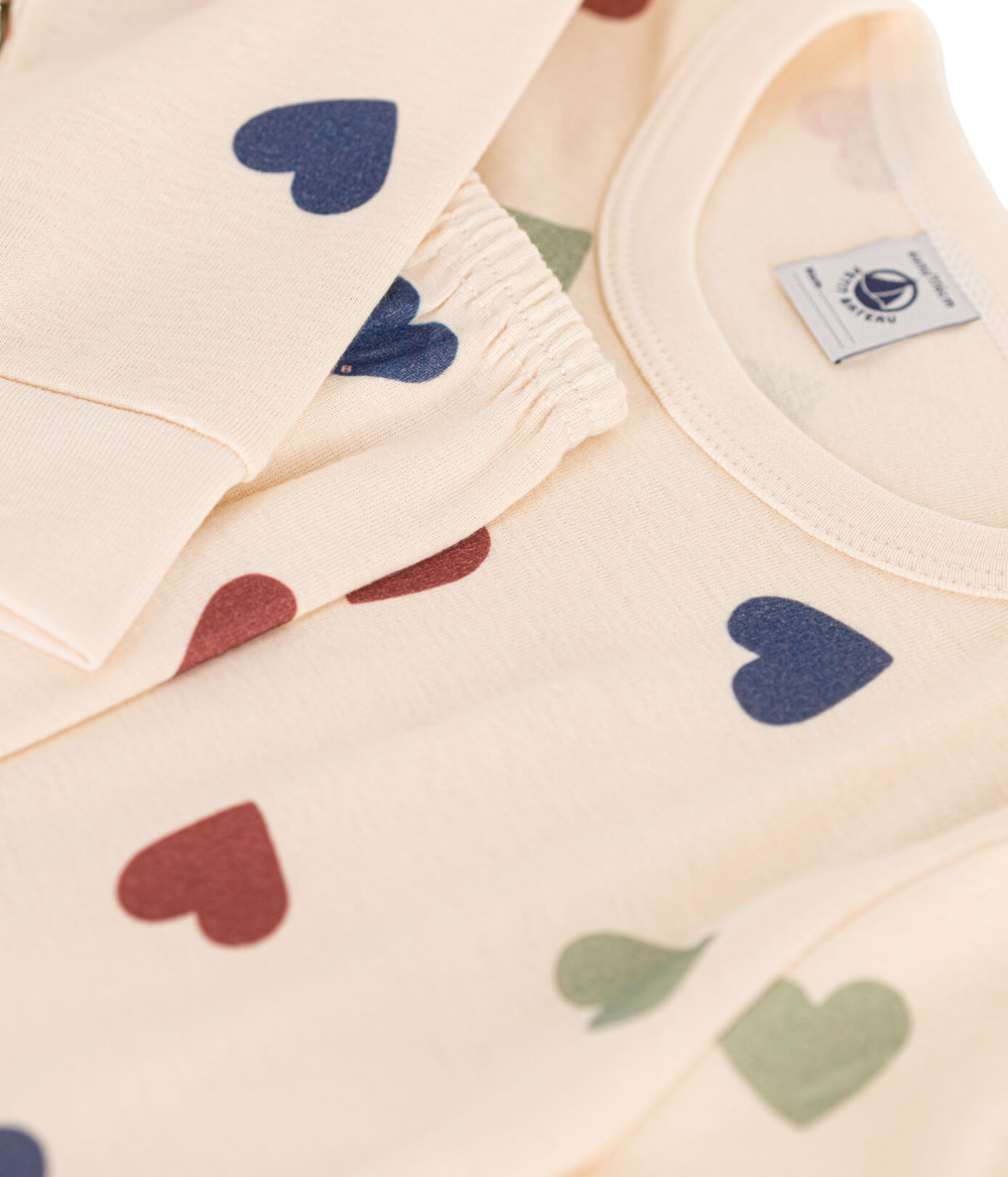 Petit Bateau - Children's Heart Printed Cotton Pyjamas