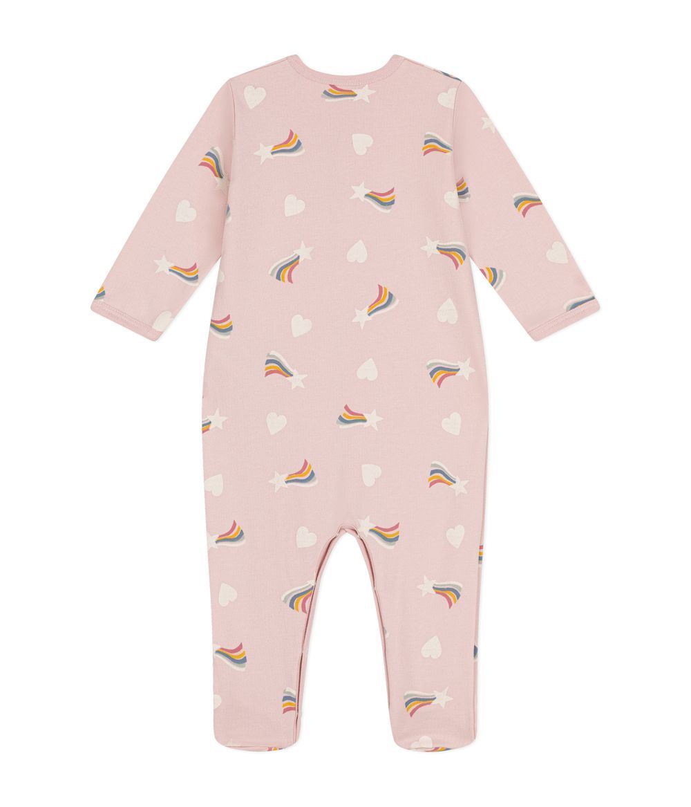 Petit Bateau - Babies' Pyjama Suit In Star And Heart Print Brushed Fleece