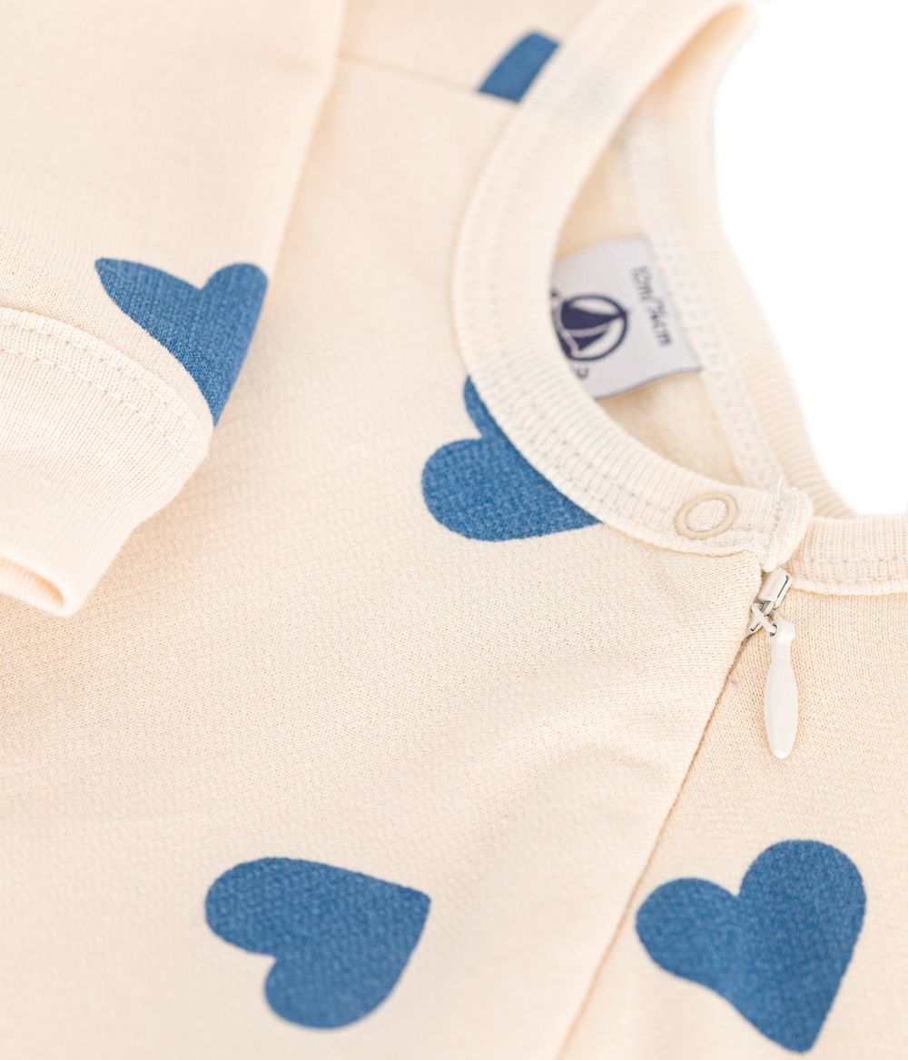 Petit Bateau - Babies' Brushed Fleece Heart Print Pyjamas