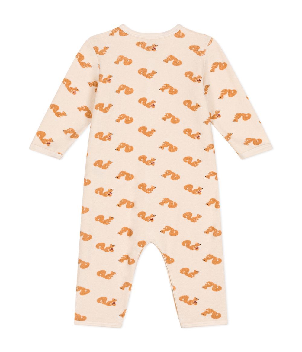 Petit Bateau - Babies' Squirrel Printed Footless Sleepsuit In Terry Towelling - Avalanche White