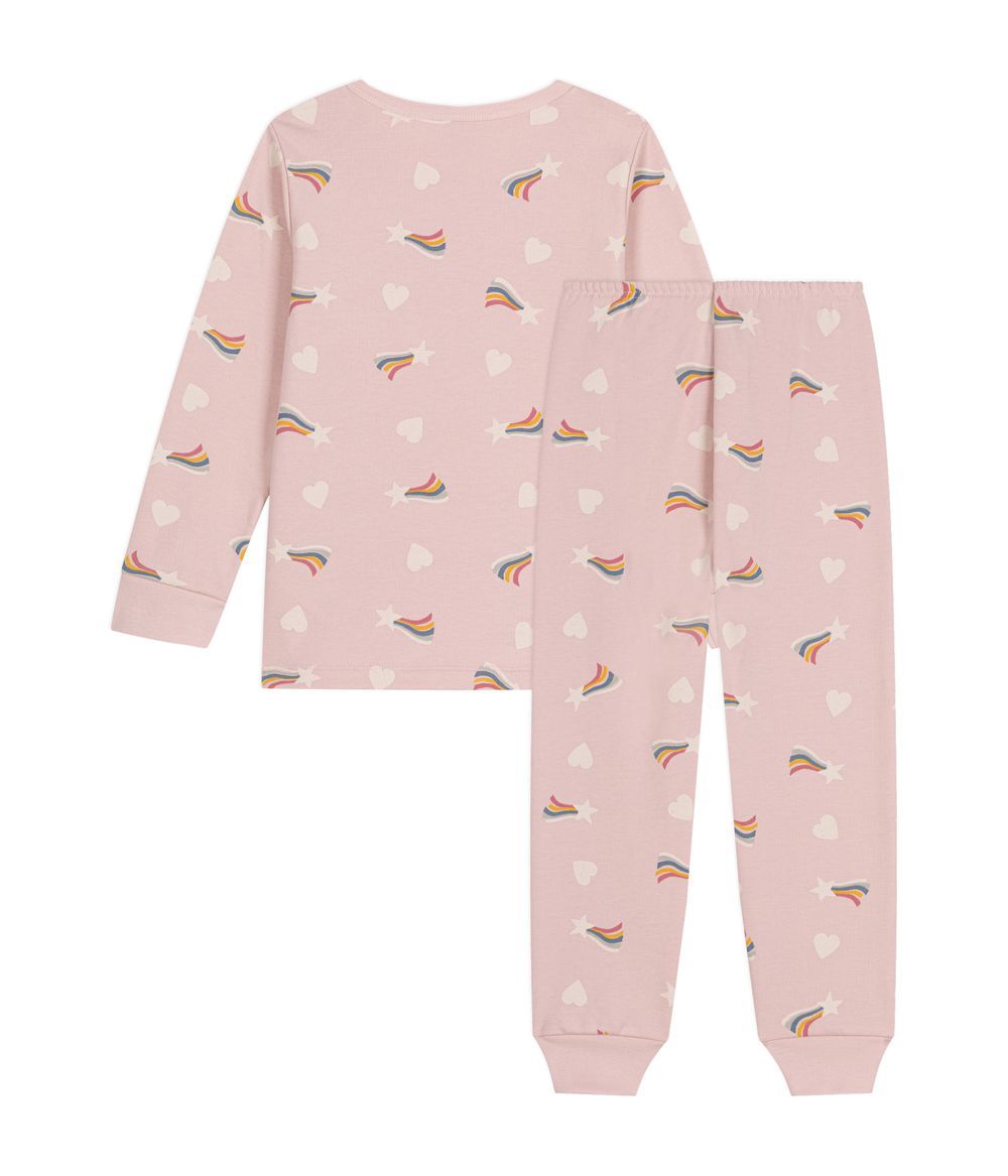 Petit Bateau - 2pc-Set - Stars And Hearts Printed Pyjama - Pink