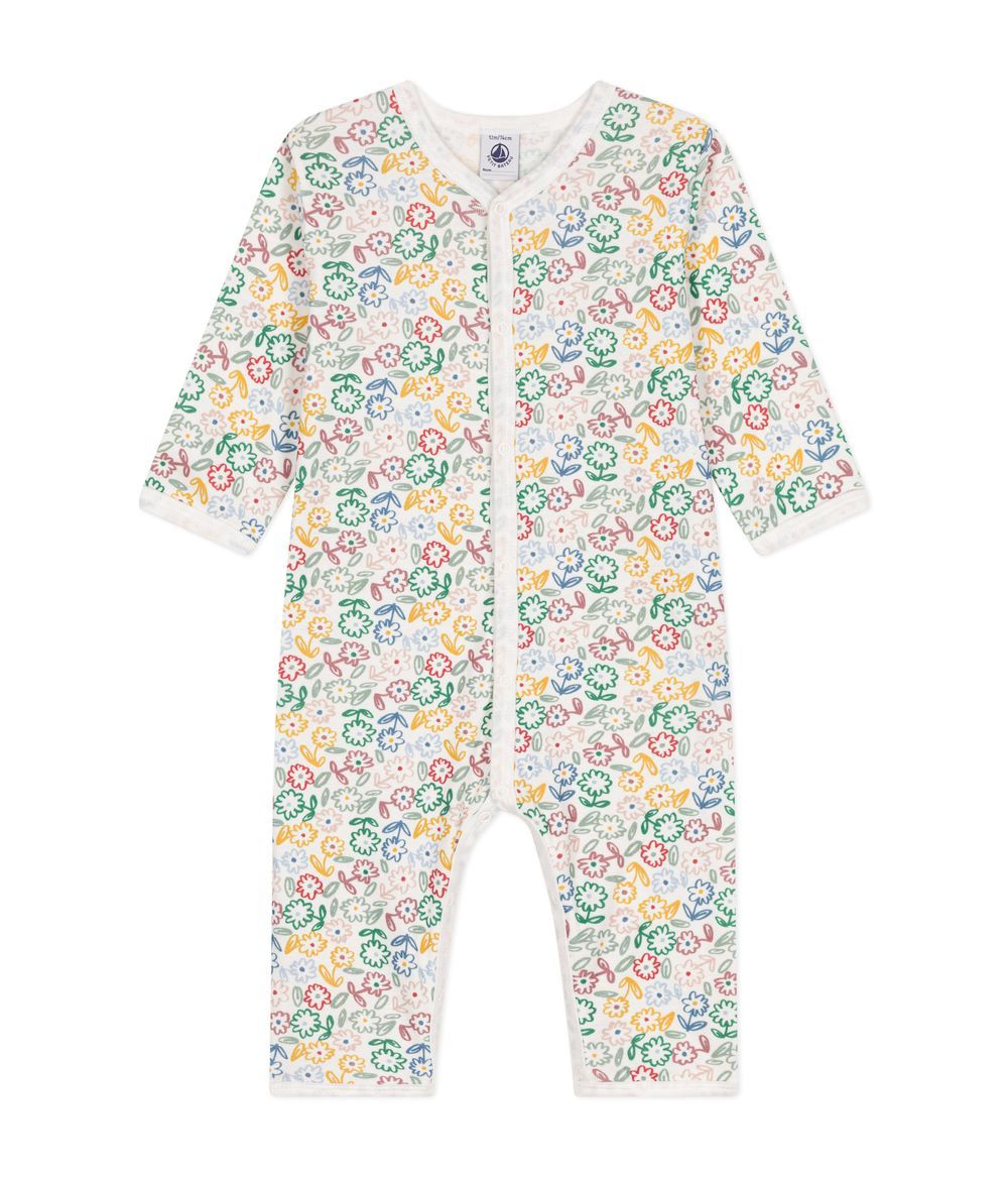 Petit Bateau - Babies' Printed Cotton Footless Sleepsuit - Marshmallow White