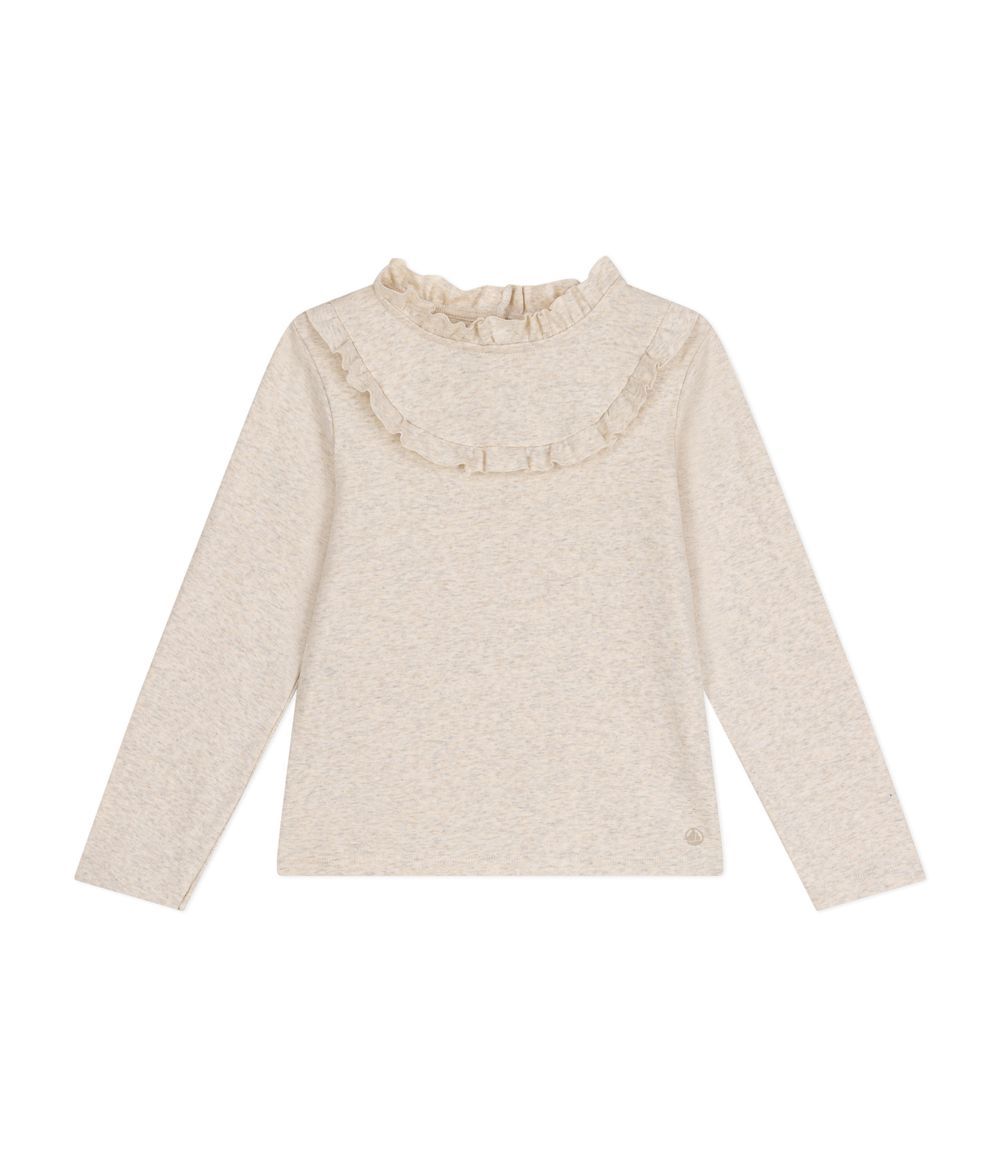 Petit Bateau - Girls' Long Sleeves Ribbed T-Shirt - Beige