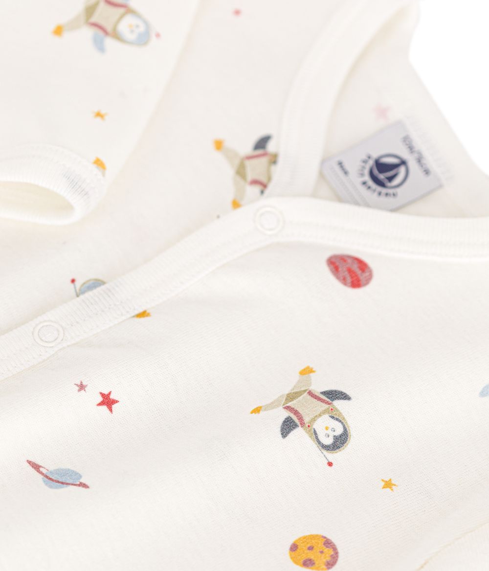 Petit Bateau - Babies' Printed Footless Cotton Sleepsuit - Marshmallow White