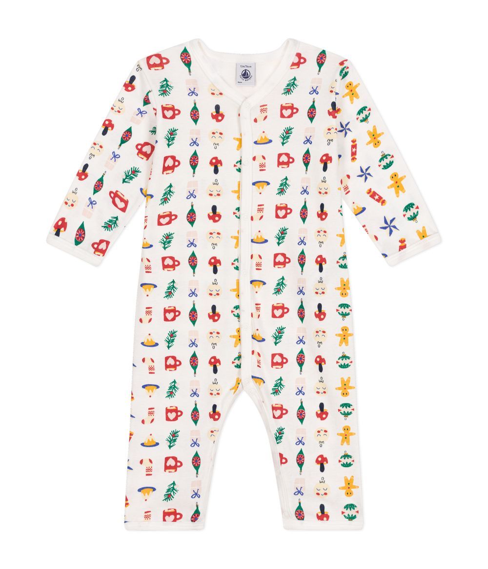 Petit Bateau - Babies' Printed Footless Sleepsuit - Marshmallow White