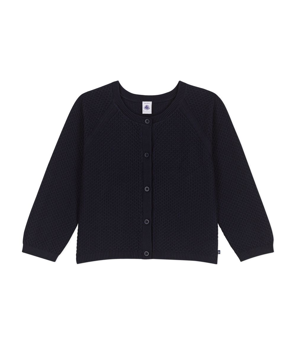 PETIT BATEAU - Girls' Cotton Cardigans - Smoking Blue