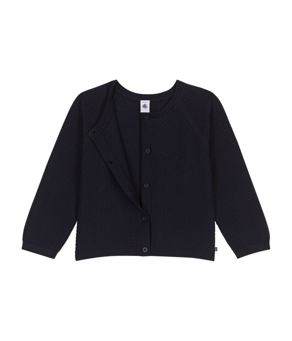 PETIT BATEAU - Girls' Cotton Cardigans - Smoking Blue