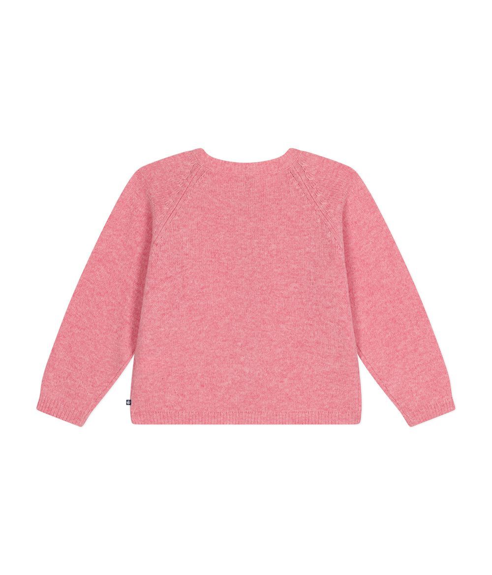 PETIT BATEAU - Girls' Wool Cardigans - Roseline Chine Pink