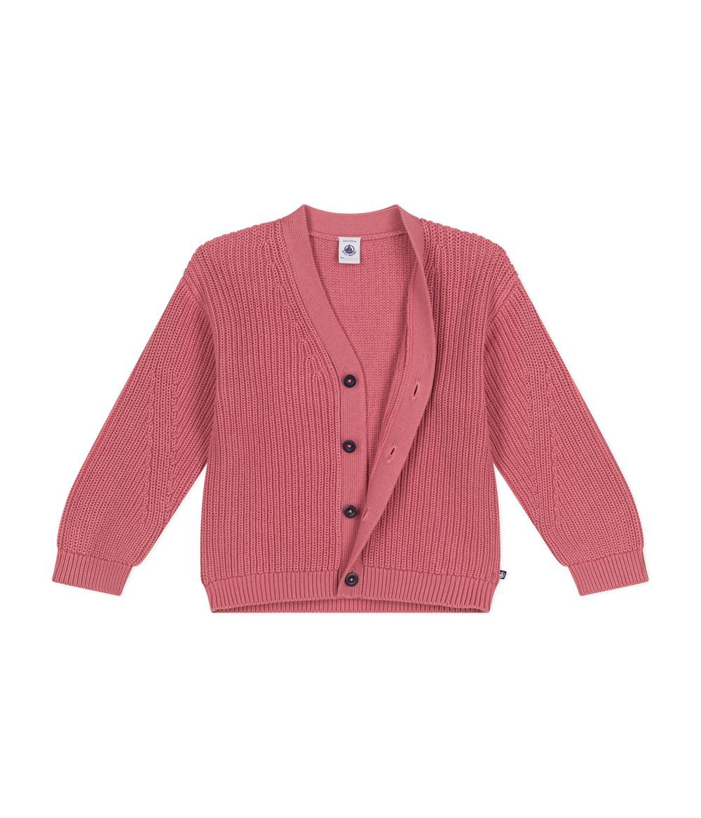 PETIT BATEAU - Little Girls' Cotton Cardigan - Rosewood Pink