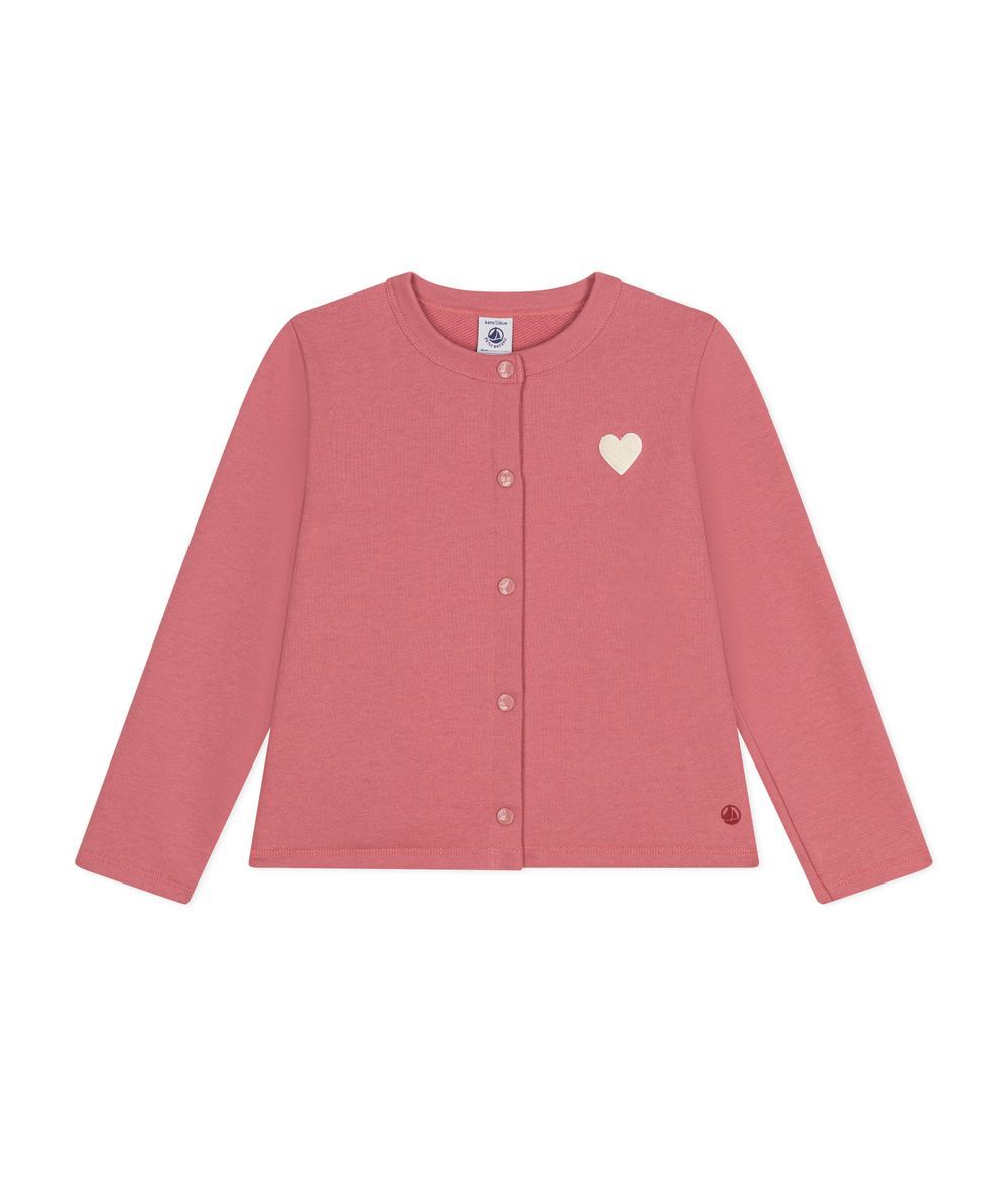 PETIT BATEAU - Girls' Fleece Cardigan - Rosewood Pink