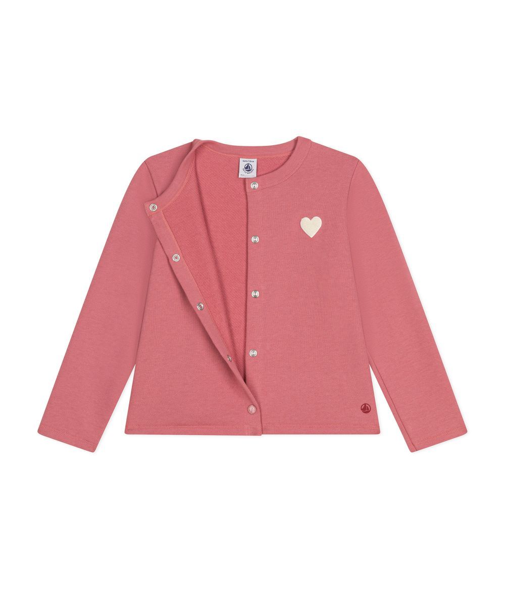 PETIT BATEAU - Girls' Fleece Cardigan - Rosewood Pink