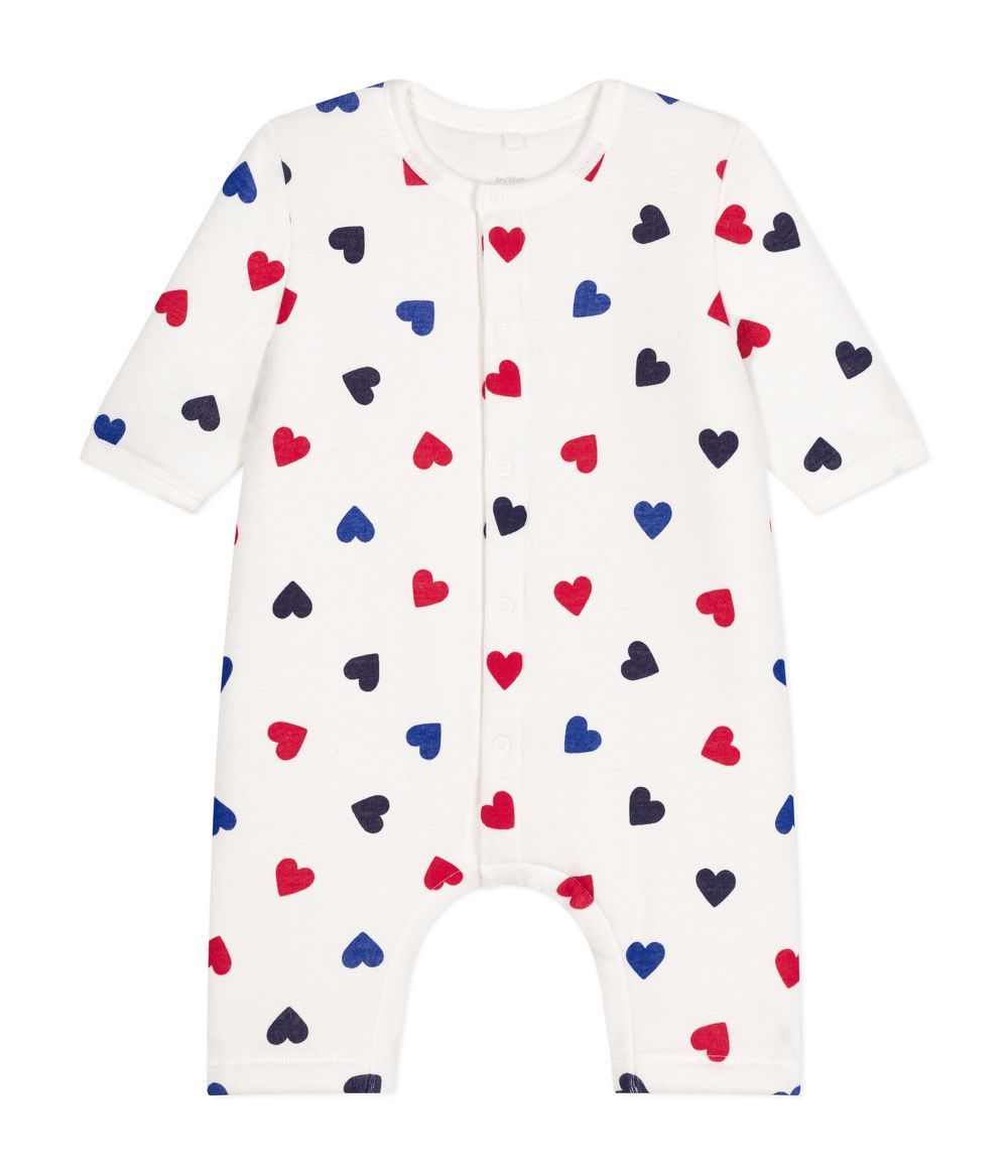 Petit Bateau - Babies' Padded Cotton Jumpsuit - Marshmallow White