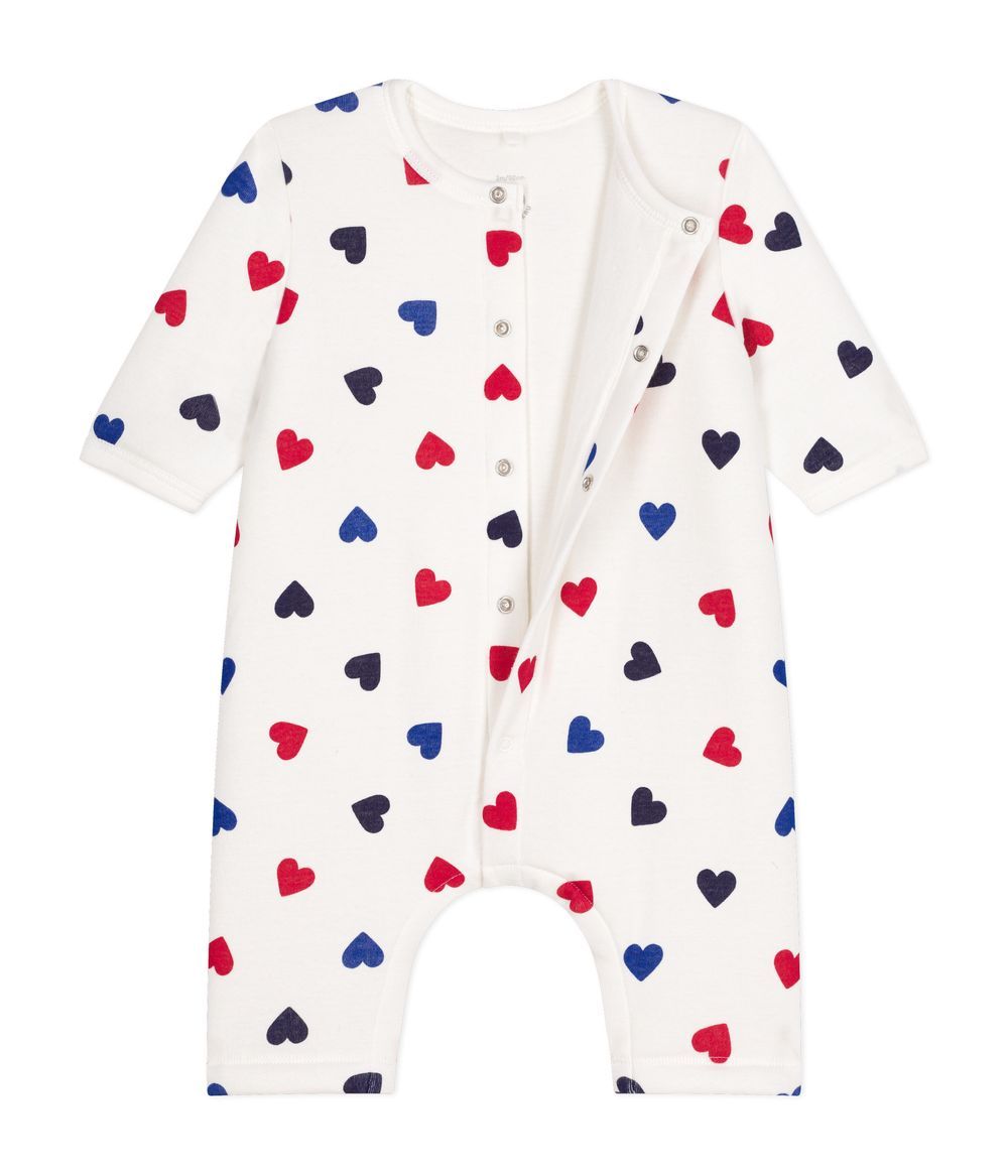 Petit Bateau - Babies' Padded Cotton Jumpsuit - Marshmallow White