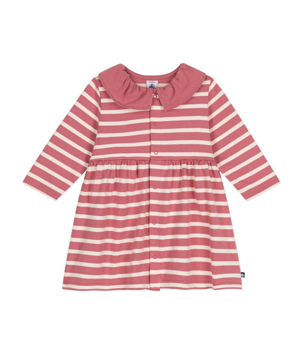 Petit Bateau - Babies' Long-Sleeved Thick Jersey Dress - Rosewood