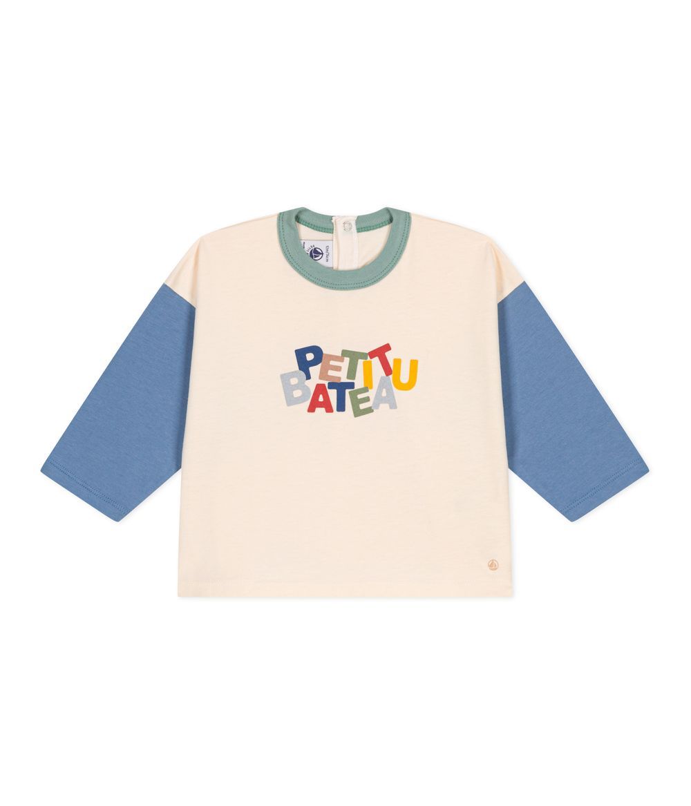 Petit Bateau - Babies' Long-Sleeved Fine Jersey T-Shirt_Avalanche/Beach White