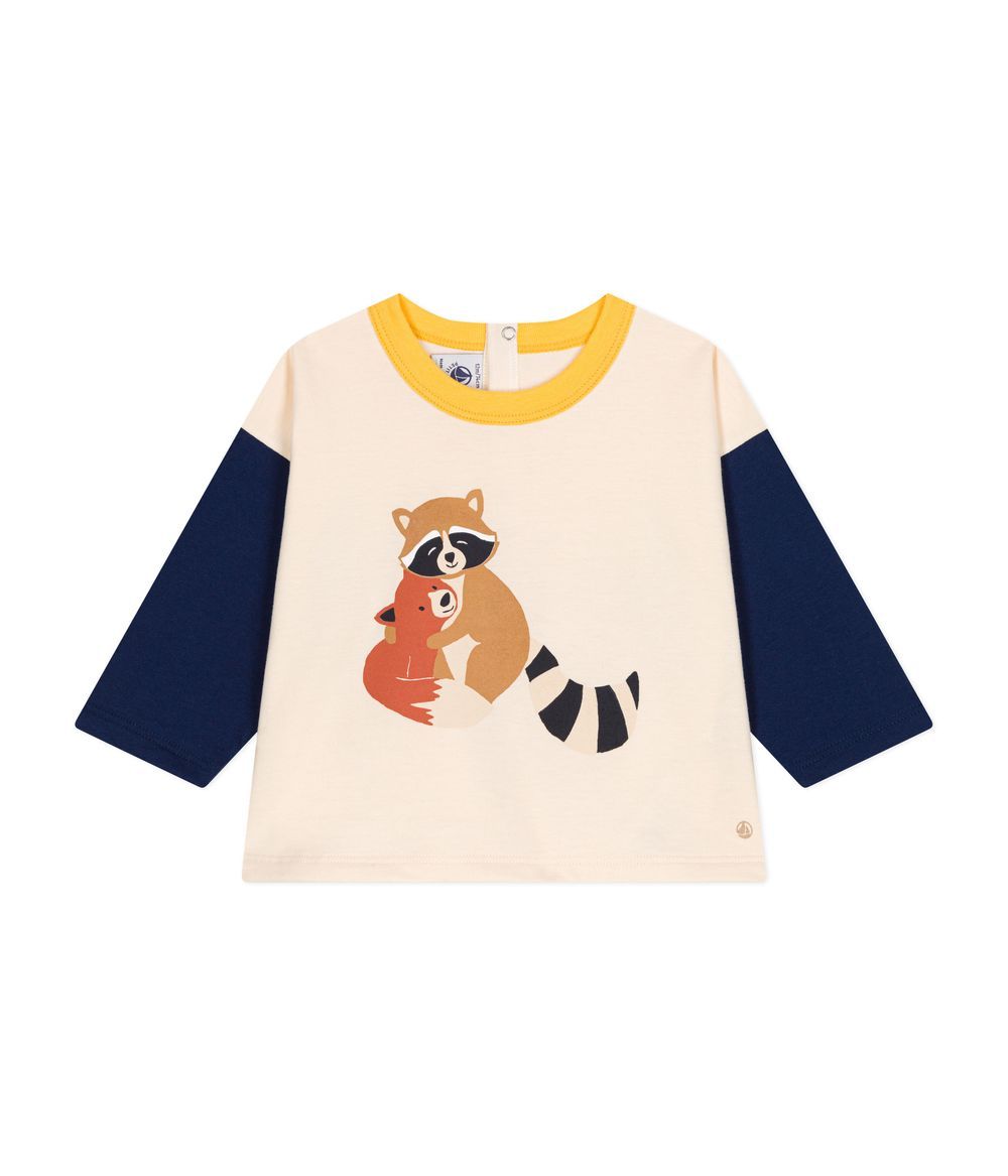 Petit Bateau - Babies' Long-Sleeved Fine Jersey T-Shirt_Avalanche/Medieval White