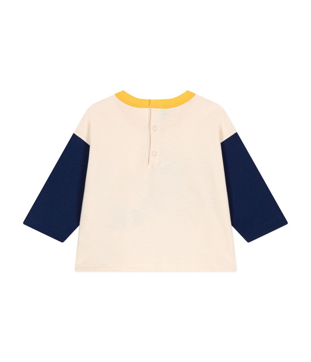 Petit Bateau - Babies' Long-Sleeved Fine Jersey T-Shirt_Avalanche/Medieval White