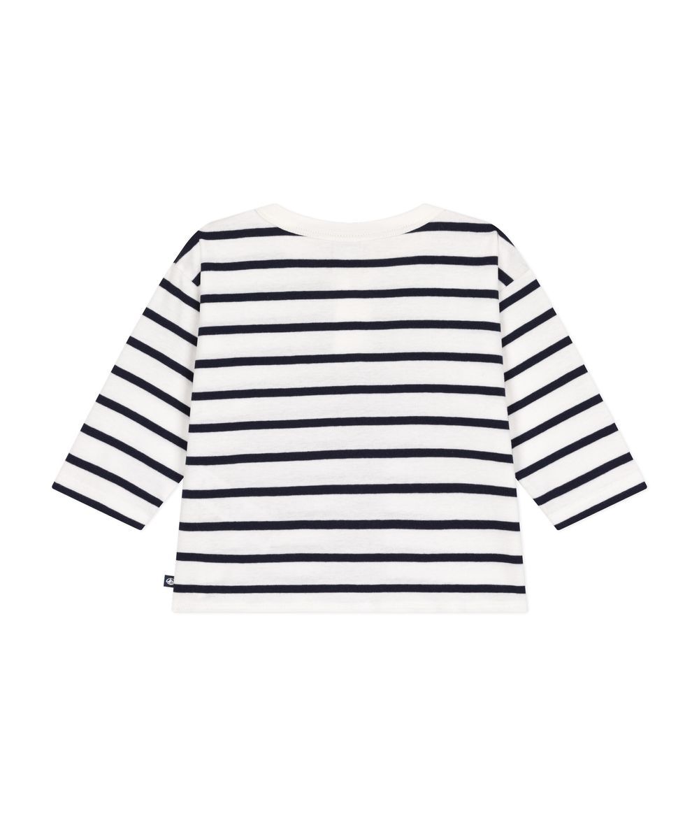 Petit Bateau - Babies' Long-Sleeved Fine Jersey Striped T-Shirt - White/Blue