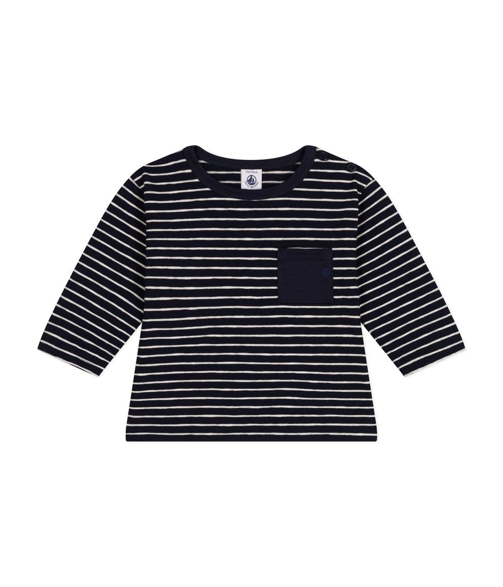 Petit Bateau - Babies' Long-Sleeved Fine Jersey Striped T-Shirt - Black/White