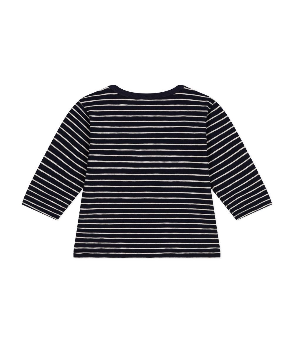 Petit Bateau - Babies' Long-Sleeved Fine Jersey Striped T-Shirt - Black/White