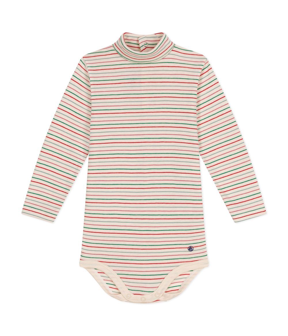 Petit Bateau - Babies' Long-Sleeved Rollneck Cotton Bodysuit - Avalanche