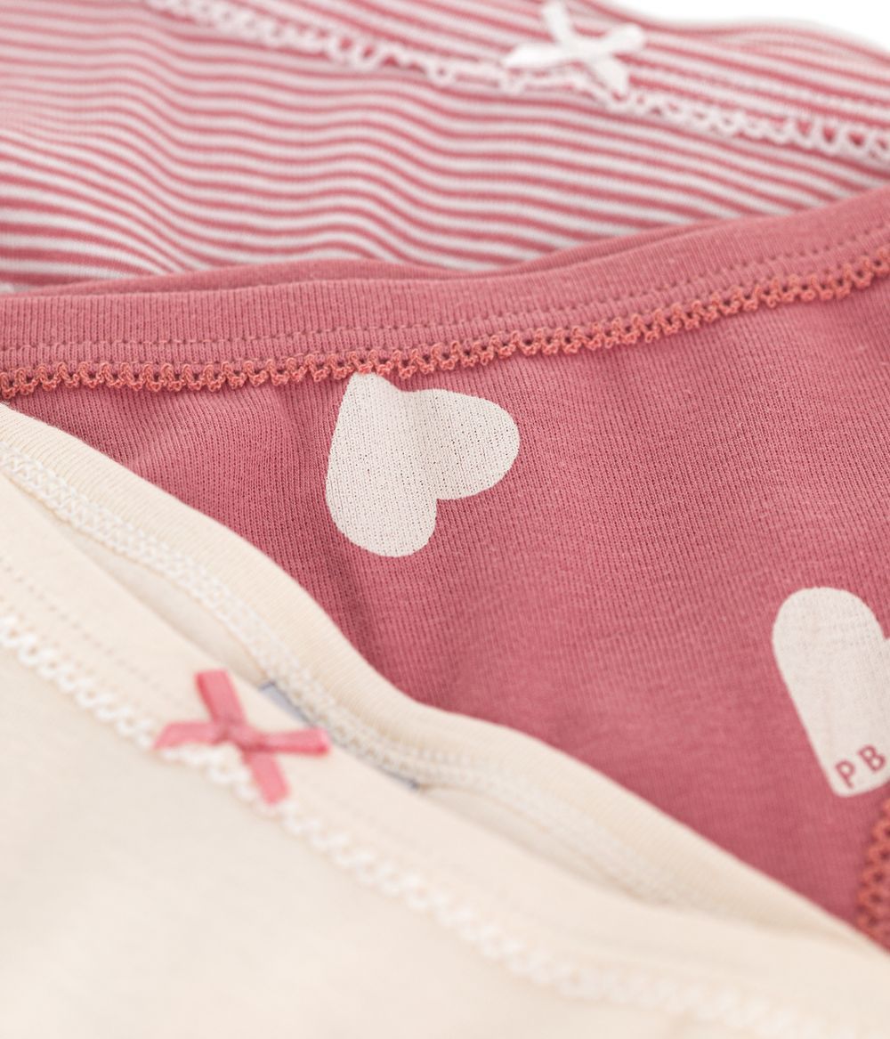 PETIT BATEAU - Children's Heart Patterned Cotton Knickers Pack Of 3 - Set 1