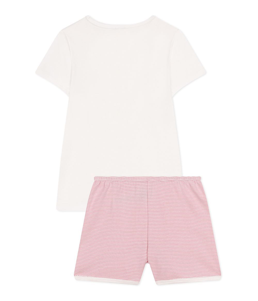 Petit Bateau - Children's Short Cotton Pyjamas - White/Pink