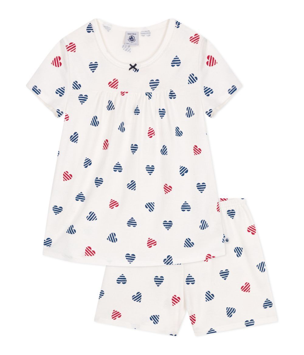 Petit Bateau - Children's Short Cotton Pyjamas - Heart Print