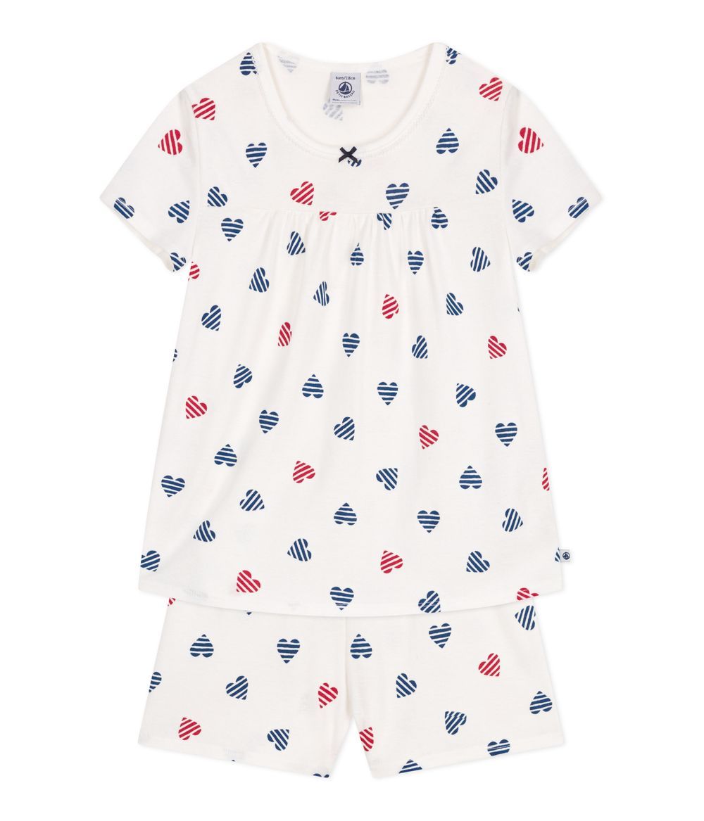 Petit Bateau - Children's Short Cotton Pyjamas - Heart Print