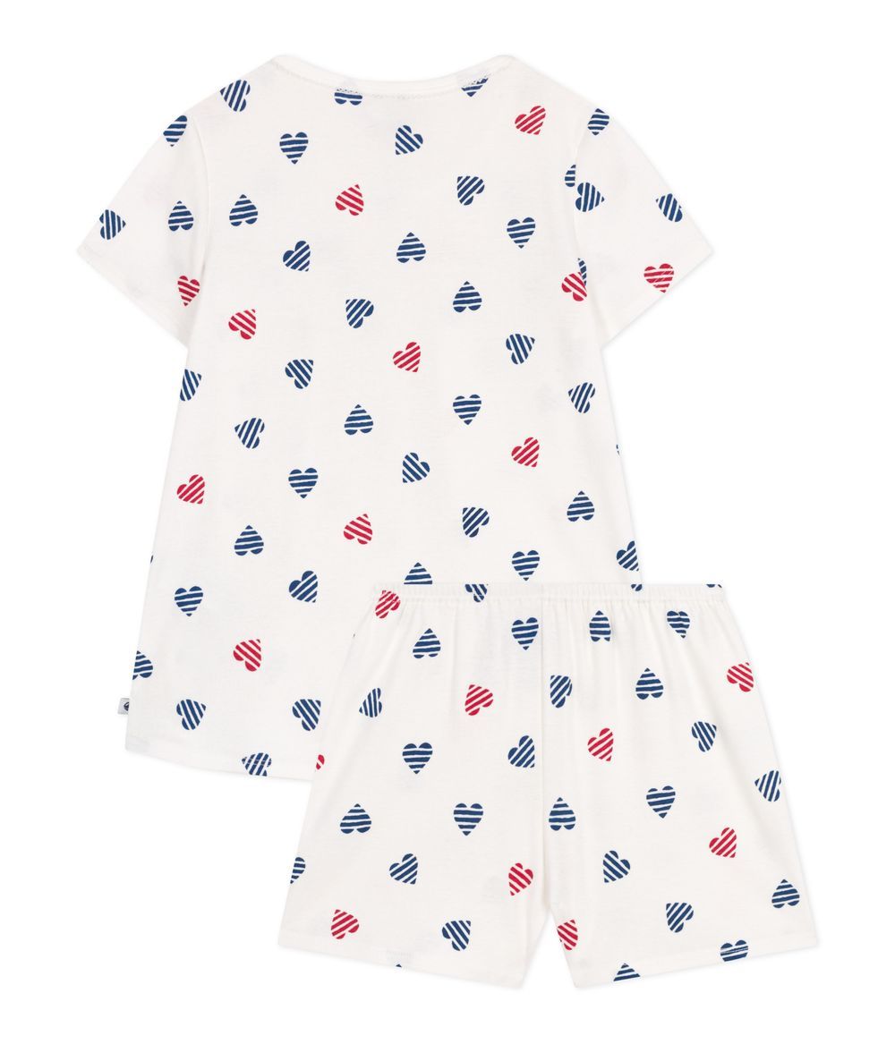 Petit Bateau - Children's Short Cotton Pyjamas - Heart Print