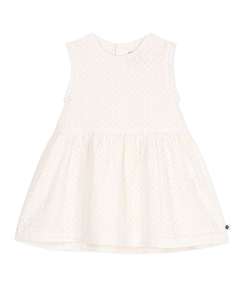 Petit Bateau - Girl's Sleeveless Broderie Anglaise Dress - Marshmallow White