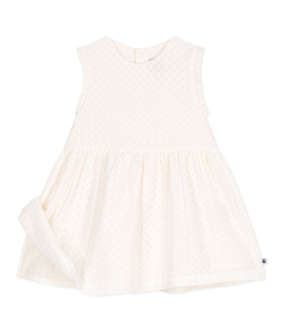 Petit Bateau - Girl's Sleeveless Broderie Anglaise Dress - Marshmallow White