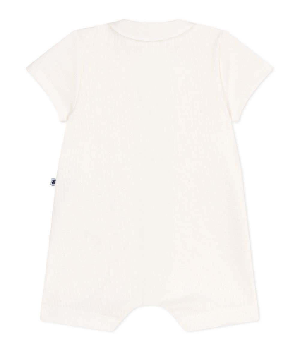 Petit Bateau - Baby Short Sleeves Cotton Playsuit - Marshmallow White