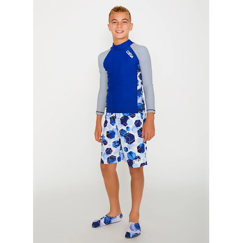 Coega Sunwear - Boys Youth Shorts Board - Navy Watercolor Hexagons