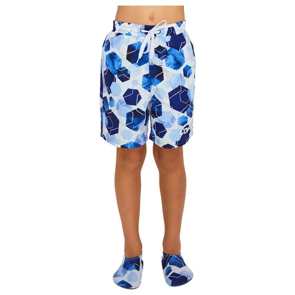 Coega Sunwear - Boys Kids Shorts Board - Navy Watercolor Hexagons